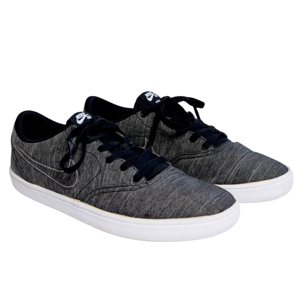 Nike SB Check Solarsoft Canvas Premium Gray Black White 844493-001 Men's 11.5